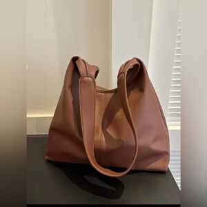 NWOT Solid Color Medium Baguette PU Leather Women’s Crossbody Bag Color Brown